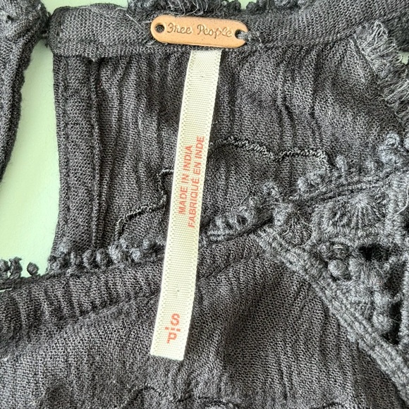 Free People Piece of Your Heart Embroidered Long Sleeve Mini Dress Black Size S - Picture 8 of 14